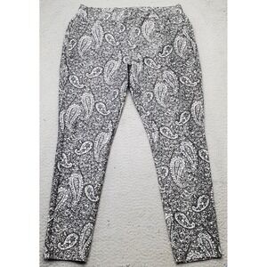 Michael Kors Pull On Pants Womens XL Multicolor Paisley Flat Front Skinny Leg